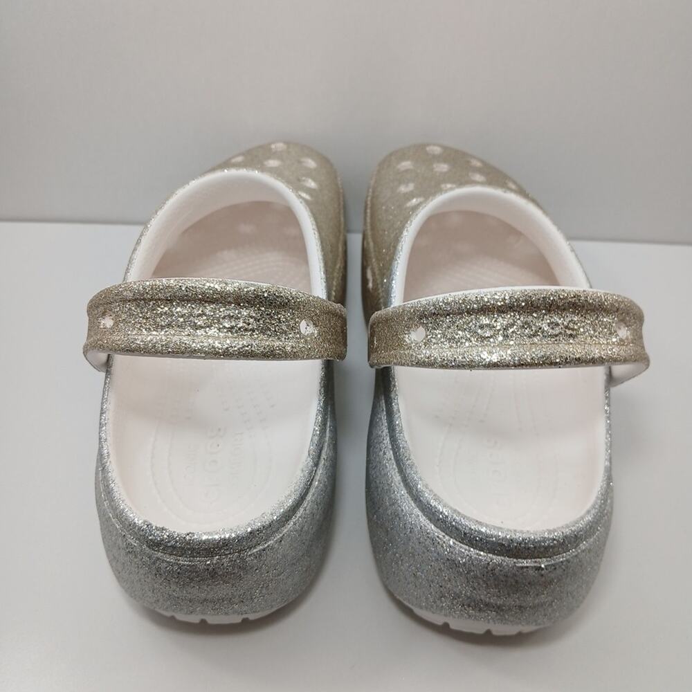 Croc Platform Glitter Ombre Silver Gold Slip on Classic High Heel Clogs Size 7 - Picture 12 of 16